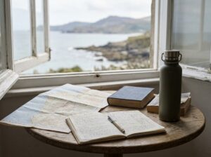 Books and map for island travel