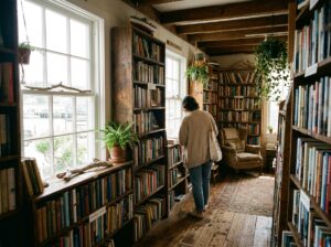 Independent island bookshop interior