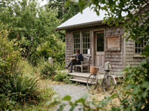 Reading outside an island library